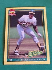 1991 Rickey Henderson Topps #H Yellow Box Bottom 
