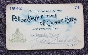 1942 Signed Mayor George D Richards OCEAN CITY New Jersey COURTISIES Card