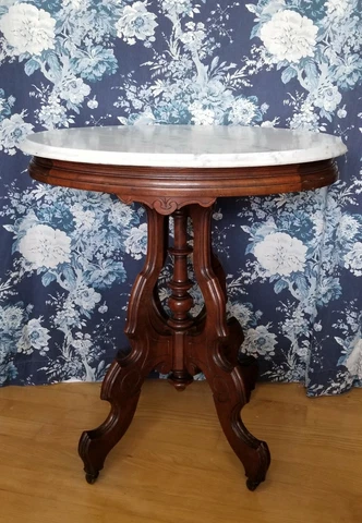 Antique Victorian Oval Marble Top Table Cover