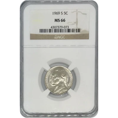 1969 S Jefferson Nickel NGC MS66 *Rev Tye's* #907399 - Image 1 of 4