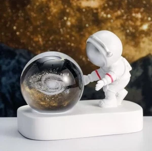 Glowing Galaxy Crystal Ball Night Light +Astronaut USB Powered Bedside Lamp gift - Picture 1 of 7