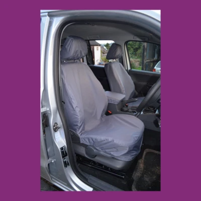VW Volkswagen Amarok 2011+ gris impermeable par de fundas de asiento delanteras a medida Foto 1 de 3