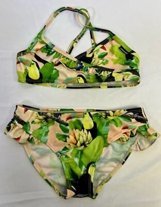 MOLO Girls 2 Piece Swimsuit Tropical 3-4 98-104 Excellent Condition - Picture 1 of 7