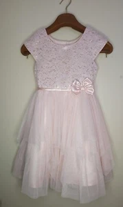 Jona Michelle Size 7 Girls Pink Bow Sequin Sparkle Formal Dress Flower Girl  - Picture 1 of 7