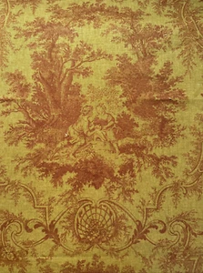 2003 Richloom Platinum Collection Red Brown Toile Linen Fabric 1 Yard #7 - Picture 1 of 9