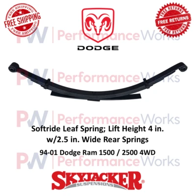 Skyjacker Softride Leaf Spring 4 英寸后升降机适用于 94-01 道奇 Ram 1500 / 2500 4WD — 第 1/4 张图片