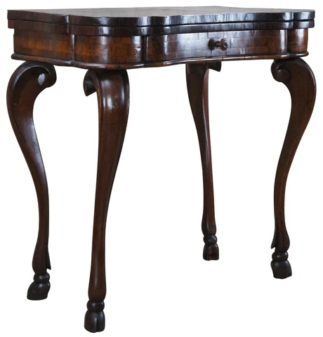 Antique American Federal Empire Serpentine Flame Mahogany Game Console Table Cover