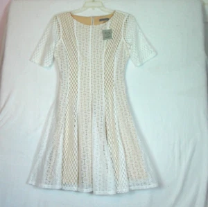 Danny and Nicole Women's Fit & Flare Dress Lace Overlay White/Nude Size 12 NWT - Picture 1 of 10
