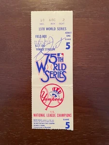 1978 World Series Game 5 Ticket - Signed by World Series MVP Bucky Dent - Picture 1 of 4