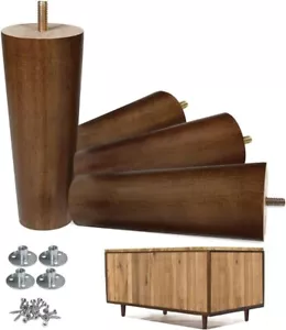 Möbelbeine Holz Sofabeine Ersatzbeine für Schrank 6 Zoll rund braun - Bild 1 von 5
