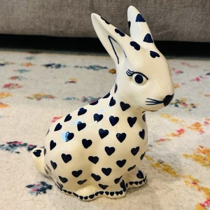 Boleslawiec Polish Pottery Bunny Rabbit Ceramic Wiza Figurine Poland 7.5" Tall - Picture 1 of 16