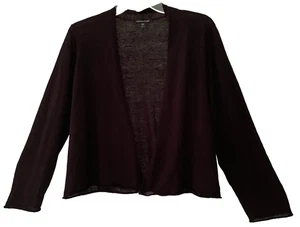 Eileen Fisher 🌚 sz XL Long Sleeve Open Front Cardigan Sweater Black linen blend - Picture 1 of 5