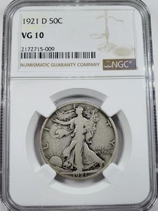 1921-D Walking Liberty Half Dollar | NGC VG10 - Picture 1 of 4
