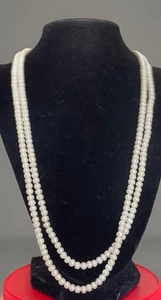 Fresh Water Cultured Button Pearls, 4-5mm Cream Color Necklace 48" Inches Length - Picture 1 of 13