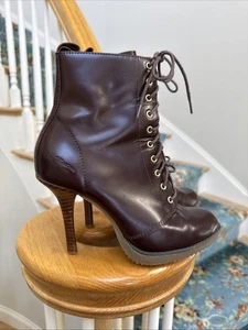 Dr Martens Zita Kimora Damen 7 Burgunder Leder Stilettos Heels Schnürschuhe RAR - Bild 1 von 13