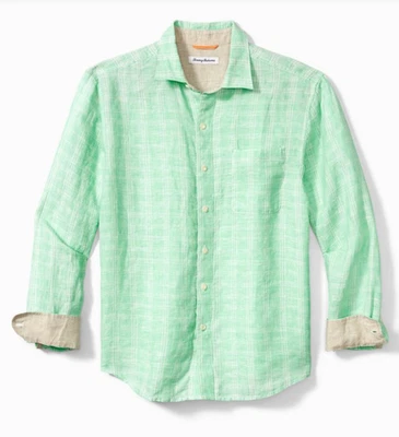 Camisa Tommy Bahama Ventana Hombres XL Ramo Verde 100% Lino Texturizado Nueva Sin Etiquetas $138 Foto 1 de 4