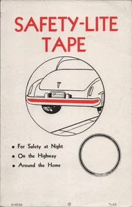 1953 AUTOMOBILE PRODUCT: SAFETY-LITE TAPE vintage store display card BUMPER TAPE - Bild 1 von 1
