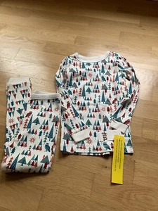 NEW Tea Collection US 7 Boys Set Pajamas Long Johns Holiday Woodlands Theme - Picture 1 of 4