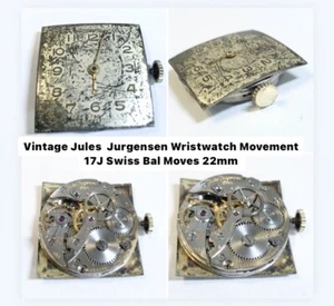Vintage Jules Jurgensen Wristwatch Movement 17J Swiss Bal Moves 22mm - Picture 1 of 7