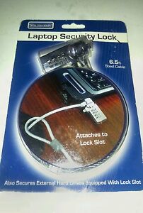 NWT Tech Universe Laptop Security Lock 6.5ft Steel Cable Universal Lock Slot