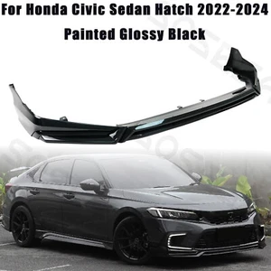 Glossy Black For Honda Civic Sedan Hatch 2022-2024 Yofer V3丨4Pc Front Bumper Lip - Picture 1 of 12