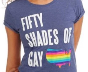 Womens - Anvil 50 Shades of Gay XLarge 16 - 18 Blue Tee LGBT+ Pride T-Shirt - Picture 1 of 3
