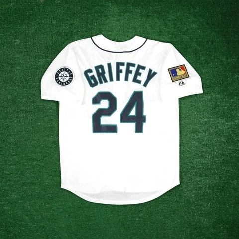 Ken Griffey Jr. 1994 Seattle Mariners Men's Home White Jersey w/ MLB 125th Patch Cover