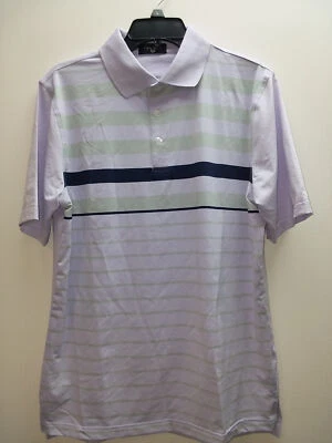 Camisa polo de golf Byron Nelson Performance para hombre, rayas púrpura/azul marino y verde [L] Foto 1 de 2