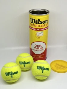 Wilson Championship 3 pelotas de tenis en lata de metal amarillo óptico de colección - Imagen 1 de 8