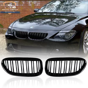 Gloss Black Front Kidney Grill Grille For BMW E63 E64 M6 645Ci 650i 2D 2004-2010 - Foto 1 di 7