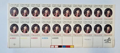 1979 United States Postage Stamp Block of 20 Scott #1789 John Paul Jones Patriot - Image 1 of 4