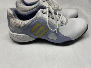 Adidas Women’s Soft Spike Golf Shoes White Leather Lace Up Adiprene Size 9.5 - Picture 1 of 10