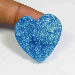 Cabochon cuore titanio blu 29x29 mm gemme agata drusa naturale titanio fai da te tn-95 - Foto 1 di 9