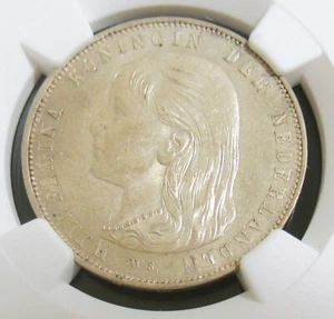 Netherlands: Wilhelmina Gulden 1892 MS61 NGC, Utrecht mint, KM117. - Picture 1 of 4