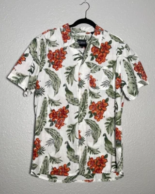 Premium Expression Hawaiian Shirt Mens Size X-Large White Floral Print Short Slv - Image 1 of 4