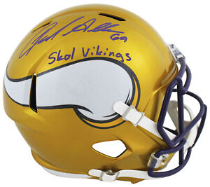 Vikings Jared Allen SKOL Vikings Signed Flash Full Size Speed Rep Helmet BAS Wit
