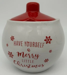 "Have yourself a Merry Little Christmas" Sugar Bowl~NEW~Red Lid~Excludes Spoon - Picture 1 of 9