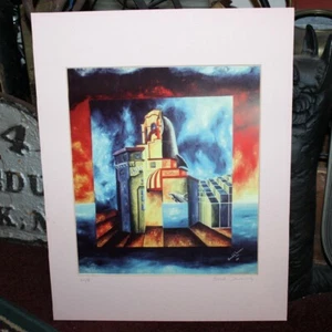 Saeed Danosians Abstract Art Lithograph Print Signed Dolphins Building - Picture 1 of 12