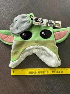 Star Wars Mandalorian Grogu Child Baby Yoda Knit Hat & Gloves Set Size 2T-5T NEW - Picture 1 of 7