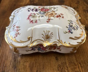 VTG M- Flres  Limoges France Porcelain H. Painted Floral 6”x 4.5” Candy Dish/lid - Picture 1 of 11