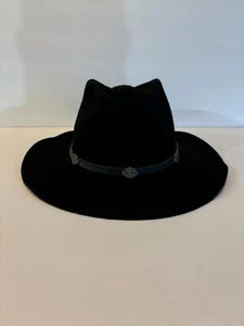Vintage Harley Davidson Black Medium 100% Wool Made In USA Cowboy Hat - Picture 1 of 6