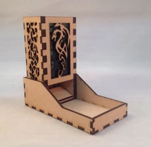 Dragon v4 Dice Tower and Tray Green Acrylic Window COMPACT DESIGN Laser Cut MDF - Picture 1 of 6