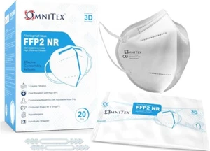 Omnitex FFP2 Face Mask - Box of 20, Individually Wrapped | High Filtration - Picture 1 of 3