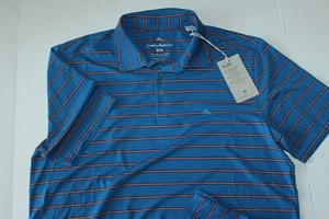 Tommy Bahama Polo Shirt Driver Stripe Performance Blue Muse New SS Medium M - Picture 1 of 4