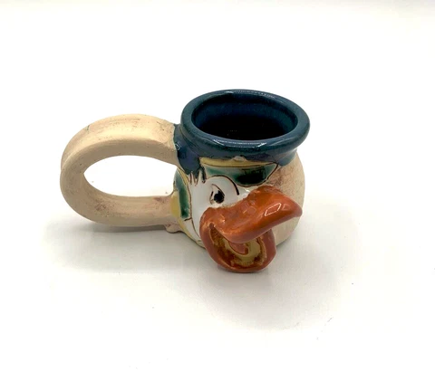 Miniature Studio Handcrafted Art Pottery OREGON DUCKS 3D Mug Cup 1 3/4" Cover