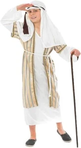 Boys Gold Shepherd Costume S-XL Kids Christmas Nativity Innkeeper Robe Wise Man - Picture 1 of 6