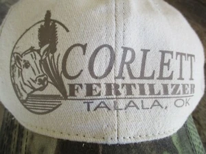 VTG CORLETT Fertilizer Hat Cap Farm Truck Feed Seed Livestock RARE OK CAMO/TAN - Picture 1 of 5