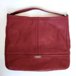 Coach Burgundy Red Pebbled Tote Bag Leather Shoulder Bag Purse K1353-F23293 - Picture 1 of 11