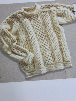 Aran Pullover Knitting Pattern Intermediate Small-Large Pages from Book - Image 1 of 3