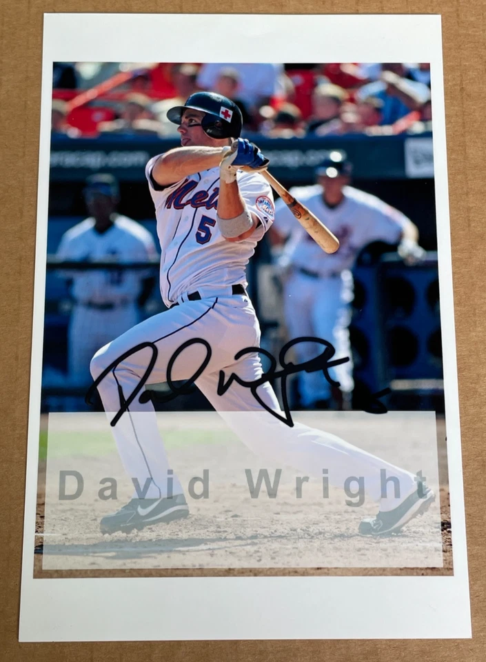 大卫·赖特 4x6 亲笔签名签名照片纽约大都会队 — 第 1/1 张图片